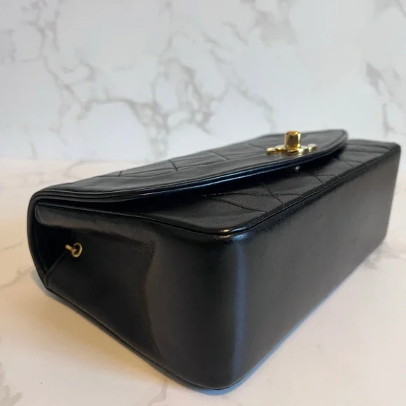 SOLD Vintage Chanel Small Diana Flap Black Lambskin - Picture 9 of 13